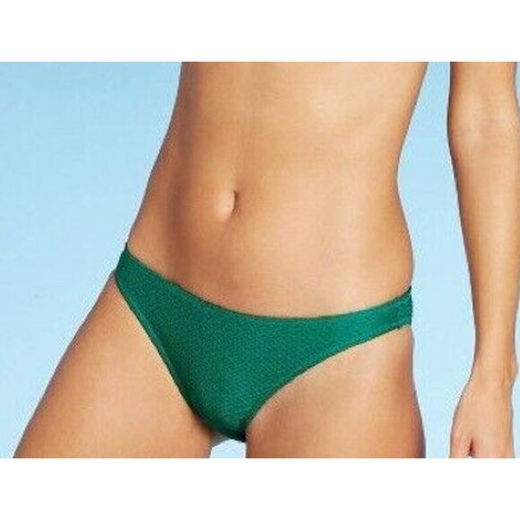NWT Shade & Shore Textured Cheeky Bikini Bottoms XL Green - Picture 2 of 6